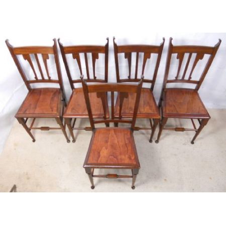 Set von fünf Antiken Englischen Jugendstil Art Nouveau Mahagoni Stühlen von ca. 1900