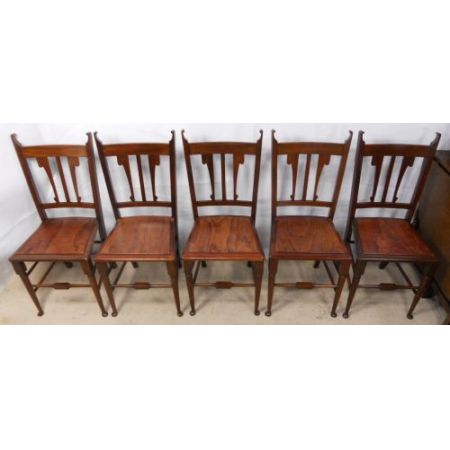 Set von fünf Antiken Englischen Jugendstil Art Nouveau Mahagoni Stühlen von ca. 1900
