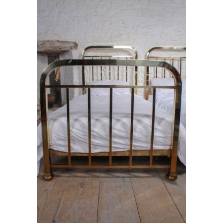 Antikes Paar französischer Einzelbetten Betten Messing 1920
