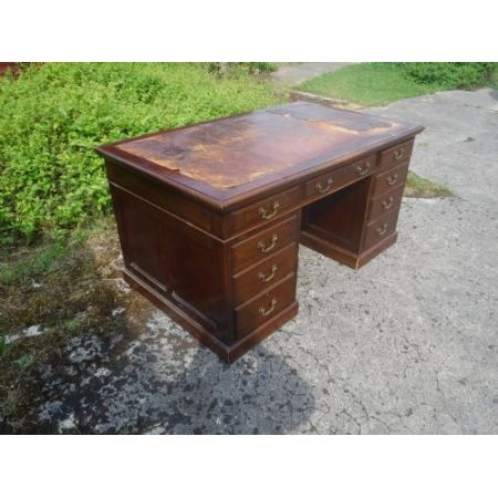 Großer Mahagoni Pedestal Desk Schreibtisch 1930