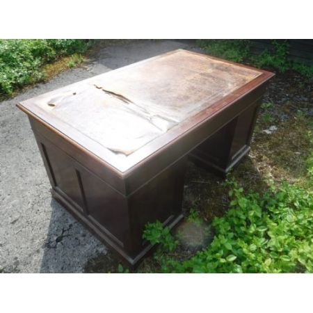 Großer Mahagoni Pedestal Desk Schreibtisch 1930