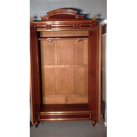 Französischer Mahagoni Kleiderschrank Messing original antik 1910