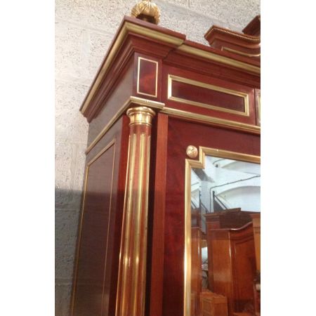 Französischer Mahagoni Kleiderschrank Messing original antik 1910