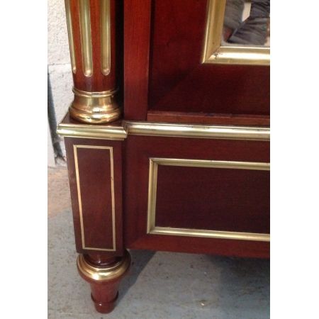 Französischer Mahagoni Kleiderschrank Messing original antik 1910