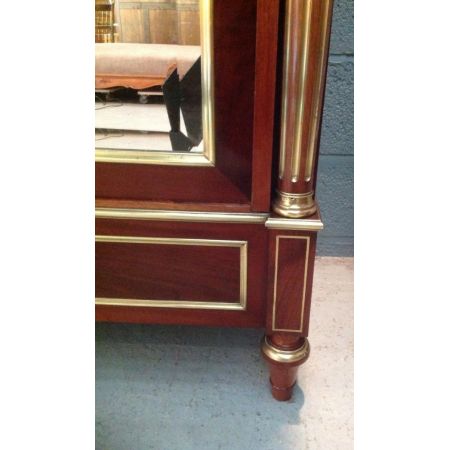 Französischer Mahagoni Kleiderschrank Messing original antik 1910