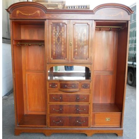 Großer edwardianischer original antiker Mahagoni Kleiderschrank englisch Maples & Co 1890