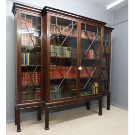 Großes edwardianisches Mahagoni Landhaus Bücherregal englisch 1890