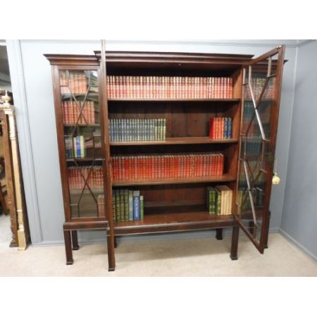 Großes edwardianisches Mahagoni Landhaus Bücherregal englisch 1890