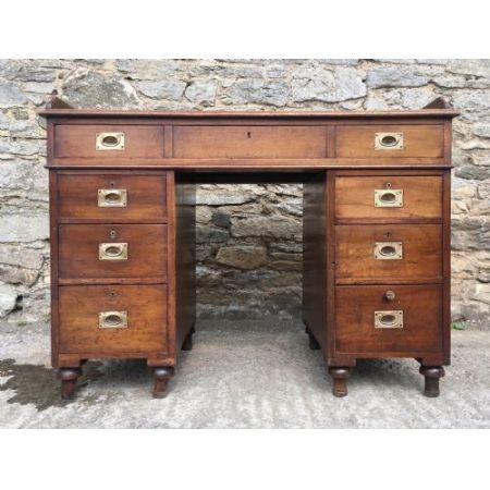 Original antiker Mahagoni Military Schreibtisch englisch