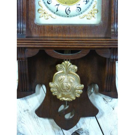 Original antike massive Eichen Wanduhr Messing englisch 1920