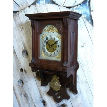 Original antike massive Eichen Wanduhr Messing englisch 1920