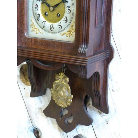 Original antike massive Eichen Wanduhr Messing englisch 1920