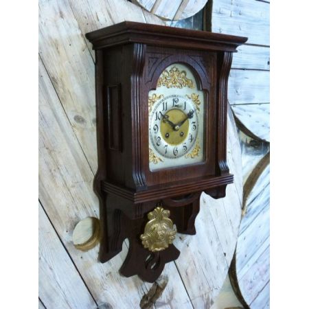 Original antike massive Eichen Wanduhr Messing englisch 1920