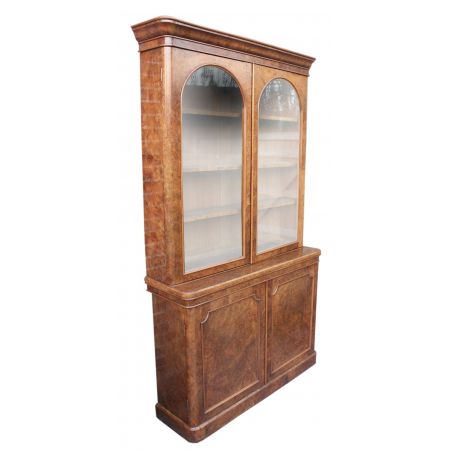 Original antiker Wurzelholz Nussbaum Bücherschrank englisch 1860