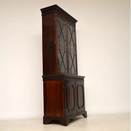 original antiker englischer Chippendale Stil Bücherschrank Mahagoni 1890