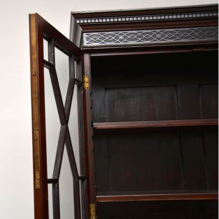 original antiker englischer Chippendale Stil Bücherschrank Mahagoni 1890