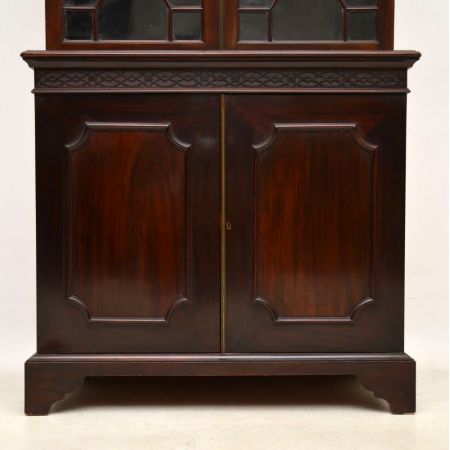 original antiker englischer Chippendale Stil Bücherschrank Mahagoni 1890