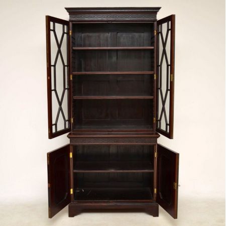 original antiker englischer Chippendale Stil Bücherschrank Mahagoni 1890