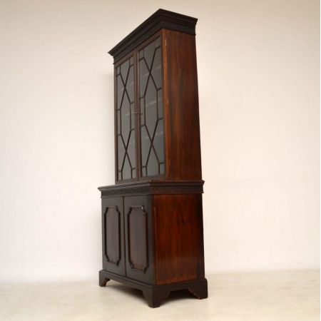 original antiker englischer Chippendale Stil Bücherschrank Mahagoni 1890