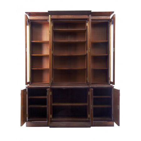 Antiker viktorianischer Bücherschrank/ breakfront aus Mahagoni