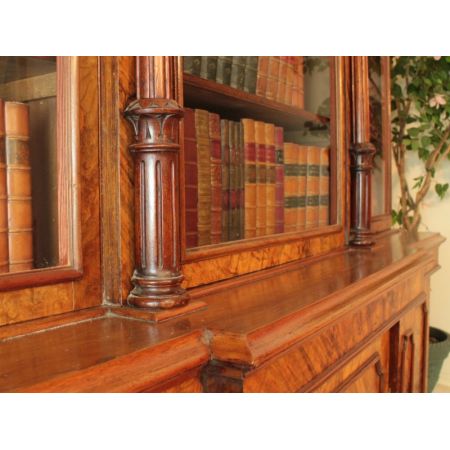 Einzigartiger Englischer Antiker William IV Breakfront Nussbaum Bücherschrank 1830