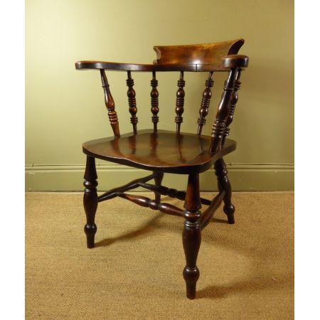 Original antiker englischer Armstuhl Smokers Chair Echtholz 1860