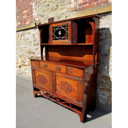 Edwardianisches Art Nouveau Nussbaum Sideboard original antik 1900