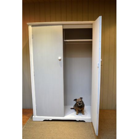 Original antiker englischer Echtholz Kleiderschrank weiß lackiert 1920