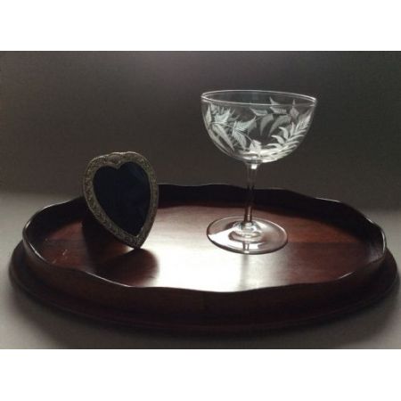 Ovales antikes englisches Mahagoni Tablett original viktorianisch 1850