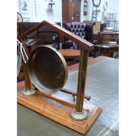 Original antiker Messing Dinner Gong Eiche englisch 1850