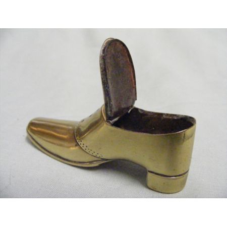 Edwardianische Antike Englische Schnupftabak Dose Messing Schuh 1890