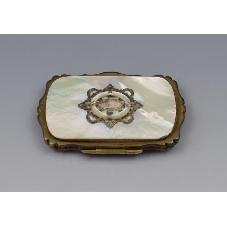 Original französischer Perlmutt Geldbeutel weiß original antik 1850