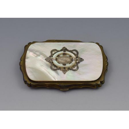 Original französischer Perlmutt Geldbeutel weiß original antik 1850