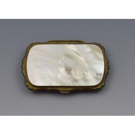 Original französischer Perlmutt Geldbeutel weiß original antik 1850