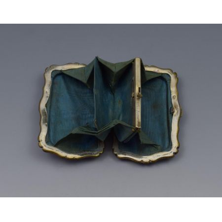 Original französischer Perlmutt Geldbeutel weiß original antik 1850