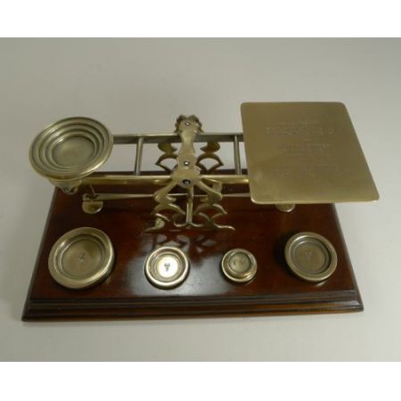 Herrliche Antike Englische Mahagoni & Messing Brief Waage 1900