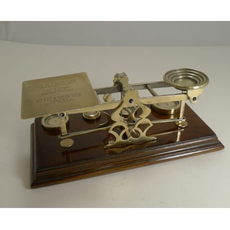 Herrliche Antike Englische Mahagoni & Messing Brief Waage 1900