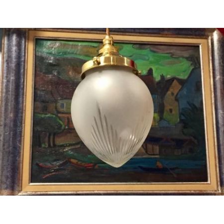 Original Antike Englische edwardianische geschnittene Glaslaterne ca. 1920