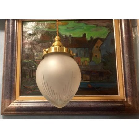 Original Antike Englische edwardianische geschnittene Glaslaterne ca. 1920