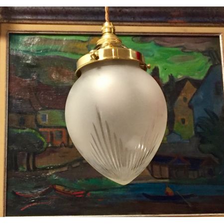 Original Antike Englische edwardianische geschnittene Glaslaterne ca. 1920