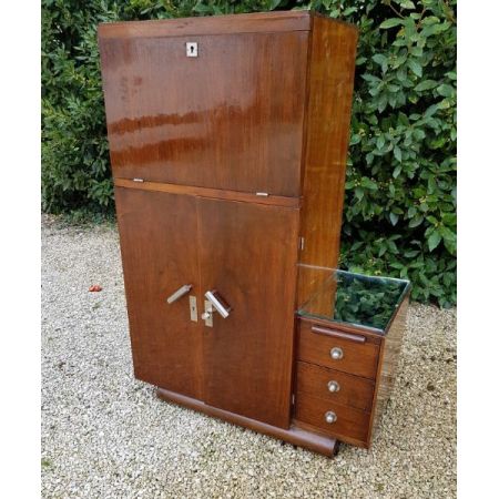 Antikes original französisches Nussbaum Sideboard Cocktailschrank 1930