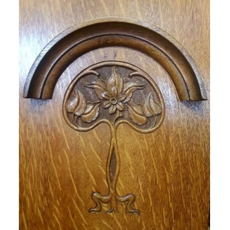 Original antiker englischer Art Nouveau Kleiderschrank Eiche 1900