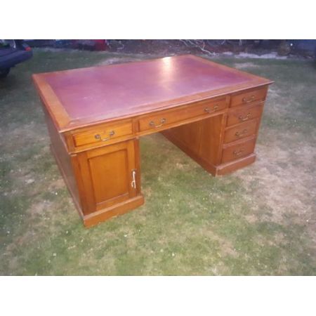 Stilvoller antiker englischer massiver Mahagoni Schreibtisch Pedestal Desk 1910