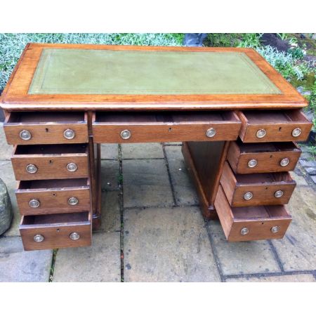 Original antiker viktorianischer Schreibtisch Eiche Pedestal Desk 1850