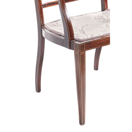 Antike Mahagoni Sitzbank Stoff gepolstert original britisch 1900