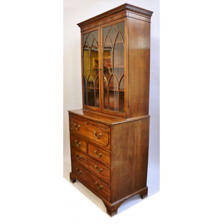 Original antiker George III Mahagoni Bücherschrank Sekretär englisch ca 1790