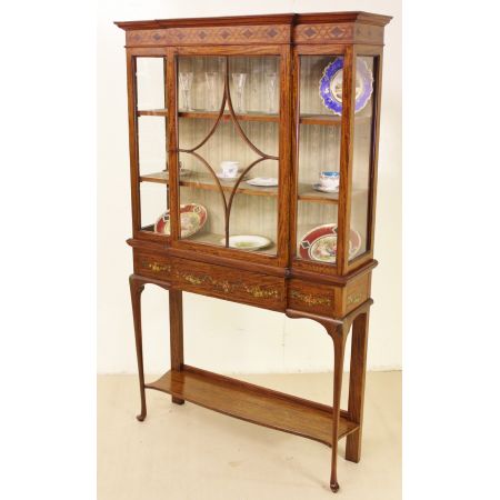 Herrliche antike edwardianische Satinholz Vitrine England 1900