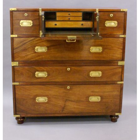 Herrliche antike Mahagoni Militär Kommode Sekretär England ca 1850