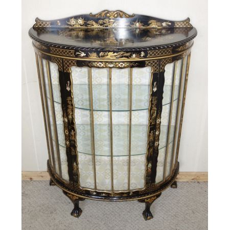 Chinoiserie Vitrine antik schwarz lackiert England 1920