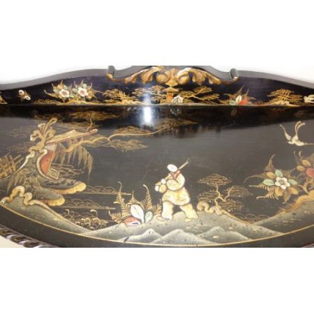 Chinoiserie Vitrine antik schwarz lackiert England 1920